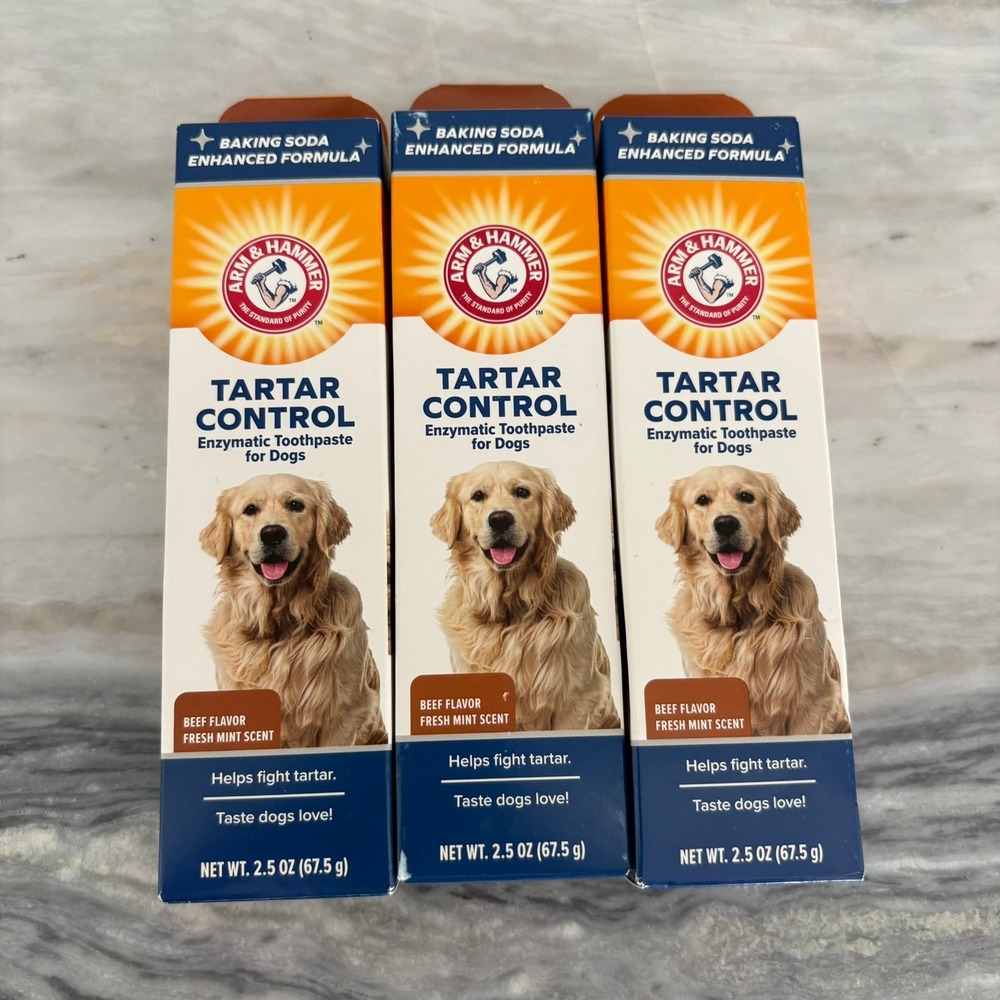 3 Pack Arm & Hammer Tartar Control Enzymatic Dog Toothpaste Beef Mint 2.5oz